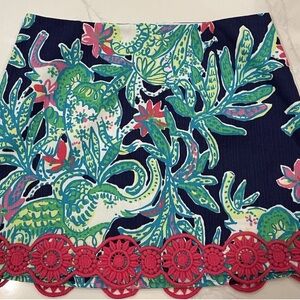 Lilly Pulitzer Navy and Green A-Line Skirt
